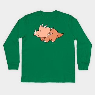 Beige Triceratops Kids Long Sleeve T-Shirt